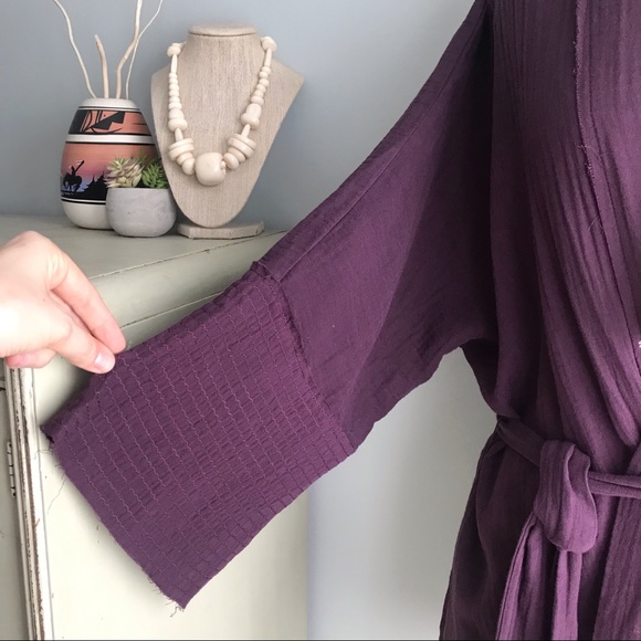 JOHNNY WAS Calme Eggplant Gauze Belted Kimono Cardigan XS/S NWT - Picture 7 of 9